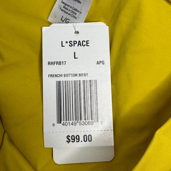 L*Space Frenchi Ribbed Bikini Bottom in Yellow Women's Large NWT - Picture 6 of 7